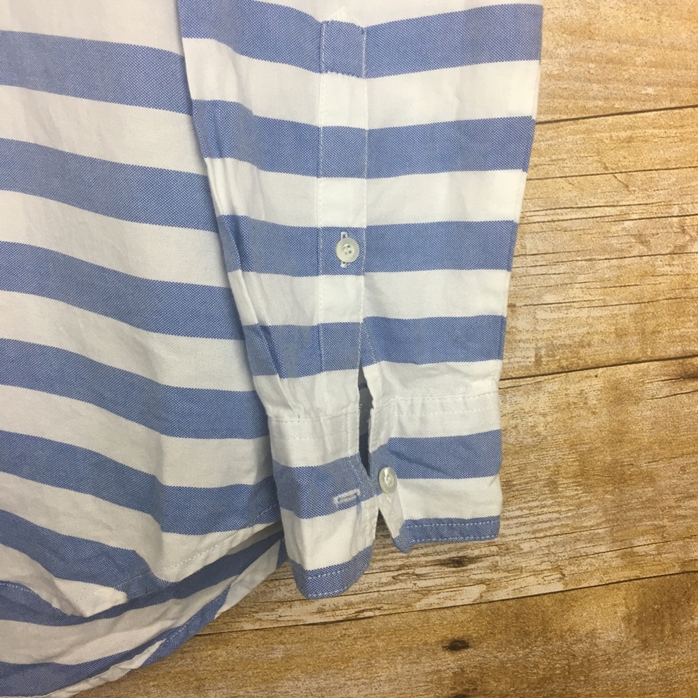 J. Crew Striped Blue White Pull Over Top Sz 4 - Picture 3 of 5